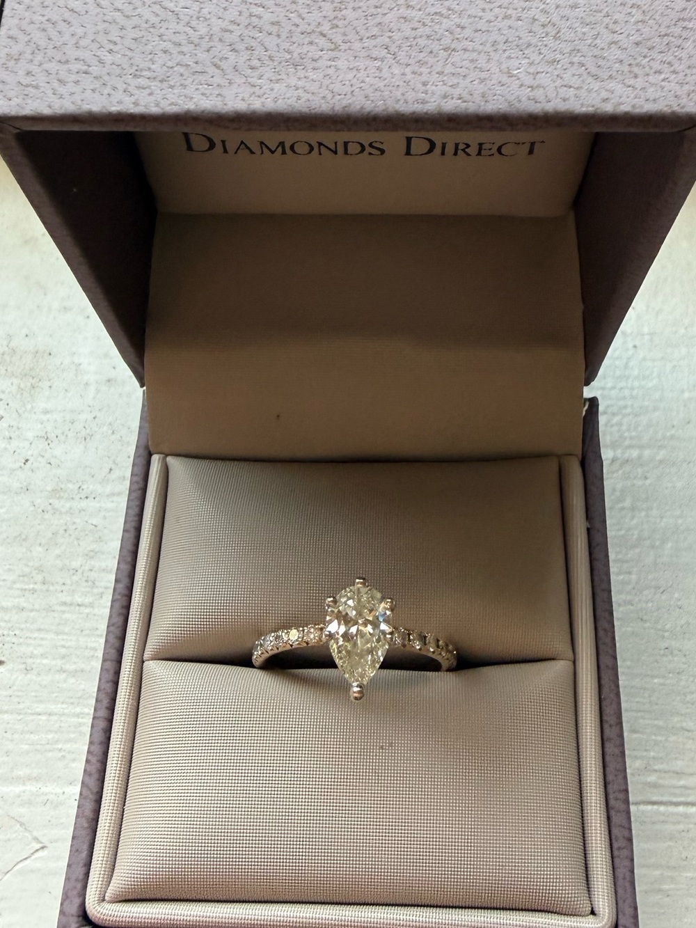 1ct Pear Diamond Engagement Ring GIA Certified 14K Gold